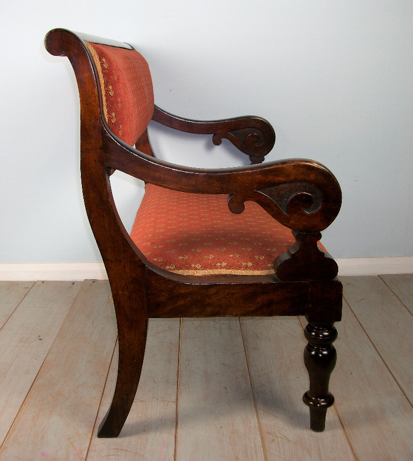 Victorian Walnut Window Seat Hall Bench